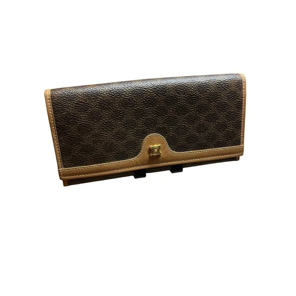 Celine Macadam Triomphe Wallet Brown Coated Canvas Vintage M10 Made in Italy - Picture 1 of 11